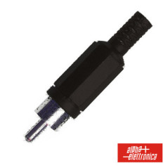 FICHA RCA MACHO PRETA PVC C PROTEÇÃO DE CABO