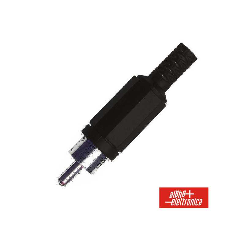 FICHA RCA MACHO PRETA PVC C PROTEÇÃO DE CABO