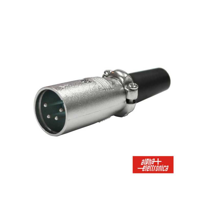 FICHA XLR 4P MACHO NIQUELADA PROTEÇÃO BLOQUEIO
