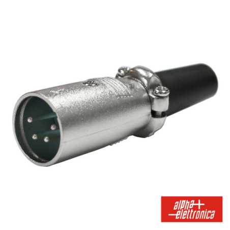 FICHA XLR 4P MACHO NIQUELADA PROTEÇÃO BLOQUEIO