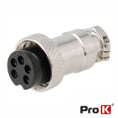 FICHA MICROFONE 5P FÊMEA DE EXTENSÃO PROK