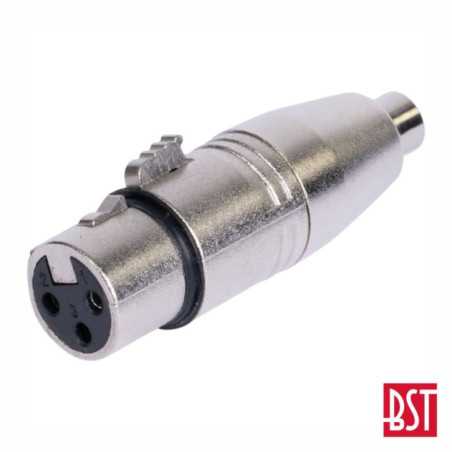 FICHA ADAPTADORA XLR 3P FÊMEA RCA FÊMEA BST