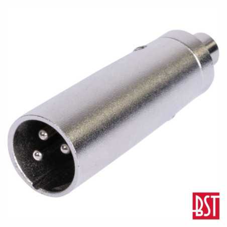 FICHA ADAPTADORA XLR 3P MACHO RCA FÊMEA BST