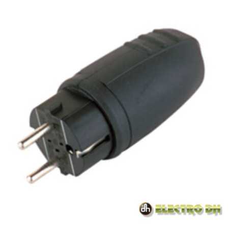 FICHA SCHUKO MACHO IMPERMEAVEL C TERRA 16A 220V PRETA EDH