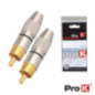 CONJUNTO 2 FICHAS RCA MACHO PRETA METÁLICA DOURADA PROK