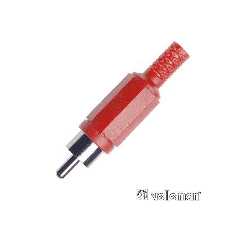FICHA RCA MACHO VERMELHA PVC C PROTEÇÃO DE CABO
