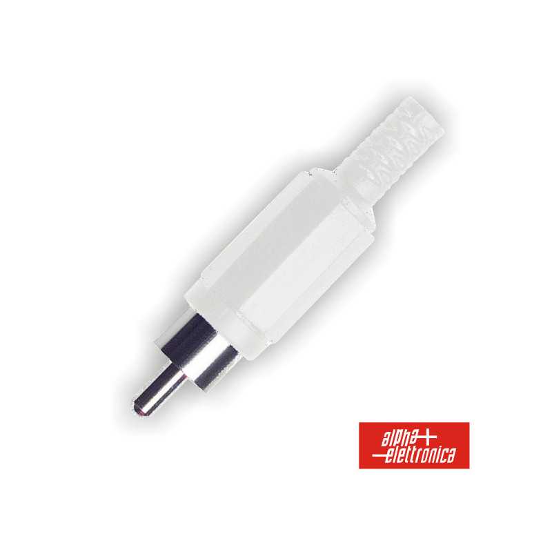 FICHA RCA MACHO BRANCA PVC C PROTEÇÃO DE CABO