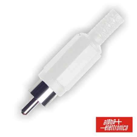 FICHA RCA MACHO BRANCA PVC C PROTEÇÃO DE CABO