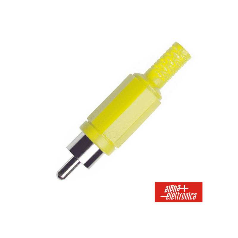 FICHA RCA MACHO AMARELA PVC C PROTEÇÃO DE CABO