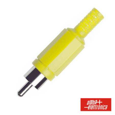 FICHA RCA MACHO AMARELA PVC C PROTEÇÃO DE CABO