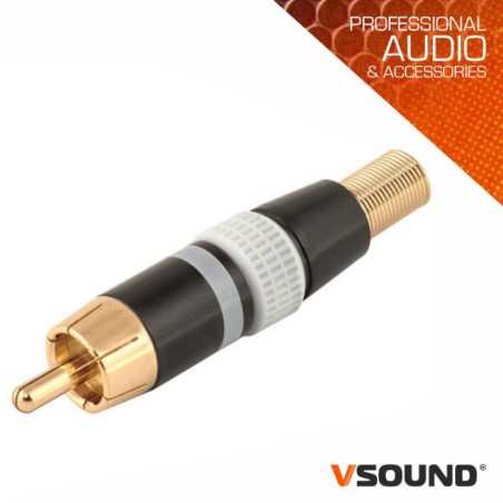 FICHA RCA MACHO BRANCA METÁLICA DOURADA VSOUND