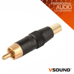 FICHA RCA MACHO PRETO METÁLICA DOURADA VSOUND