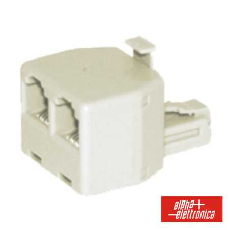 ADAPTADOR DE TELEFONE 6P4C 1 MACHO 2 FÊMEAS