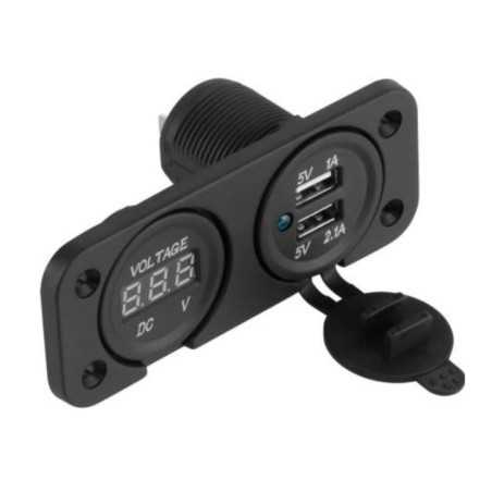 TOMADA USB DUPLA DE EMBUTIR C VOLTÍMETRO