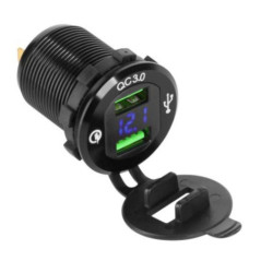 TOMADA USB DUPLA DE EMBUTIR C VOLTÍMETRO QUICKCHARGE30