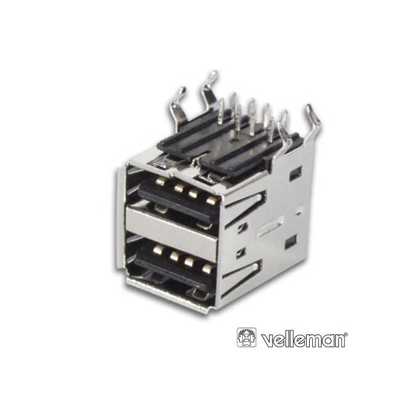 FICHA USBA FÊMEA DUPLA 90° P PCB VELLEMAN
