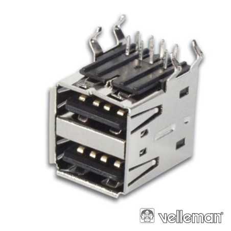 FICHA USBA FÊMEA DUPLA 90° P PCB VELLEMAN