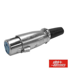 FICHA XLR 3P FÊMEA NIQUELADO C GUARDA CABO