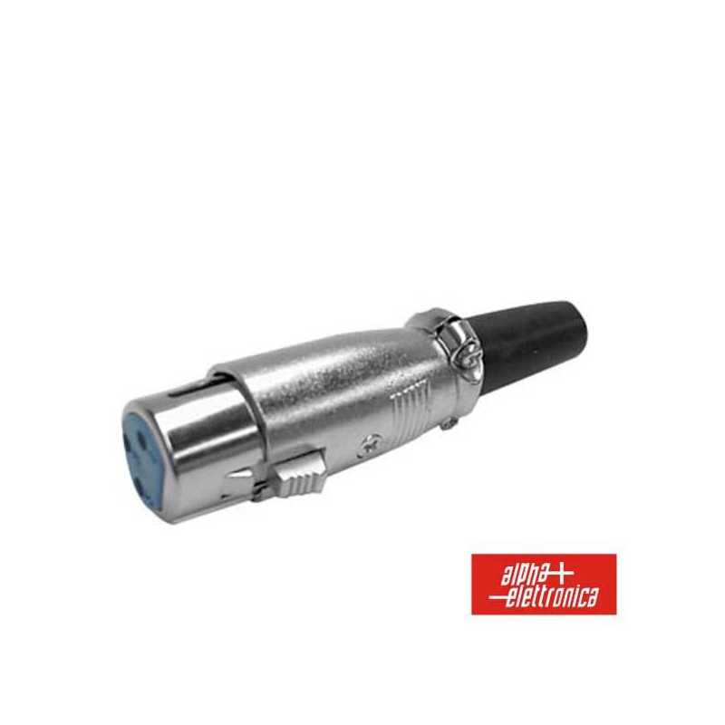 FICHA XLR 3P FÊMEA NIQUELADO C GUARDA CABO