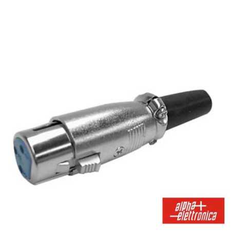FICHA XLR 3P FÊMEA NIQUELADO C GUARDA CABO