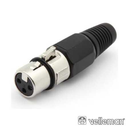 FICHA XLR 3P FÊMEA NIQUELADO C GUARDA CABO VELLEMAN