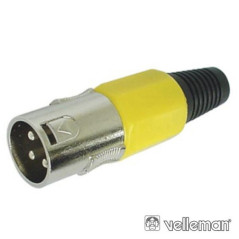 FICHA XLR 3P MACHO AMARELA C BLINDAGEM E BLOQUEIO