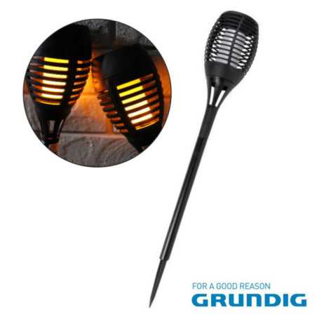 CANDEEIRO EXTERIOR SOLAR 12 LEDS JARDIM PRETO GRUNDIG