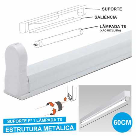 ARMADURA 60CM P LÂMPADA TUBULAR T8