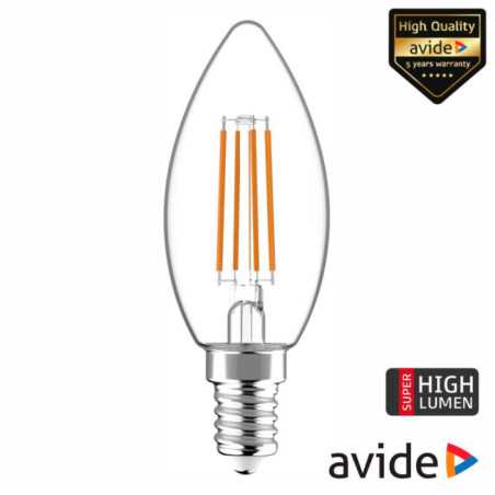 LÂMPADA LED E14 VELA FILAMENTO 49W 230V 4000K 806LM AVIDE