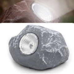 PEDRA DECORATIVA C LUZ SOLAR E BATERIA 15CM