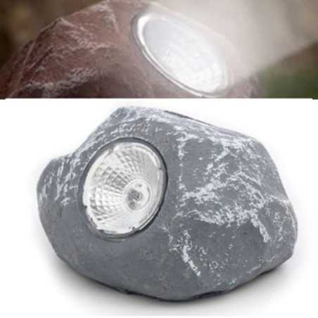 PEDRA DECORATIVA C LUZ SOLAR E BATERIA 15CM