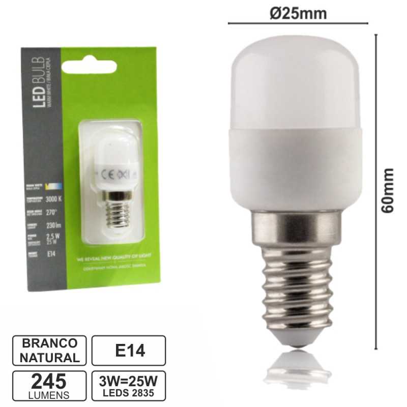 LÂMPADA E14 3W25W 230V LEDS SMD 2835 BRANCO NATURAL 245LM