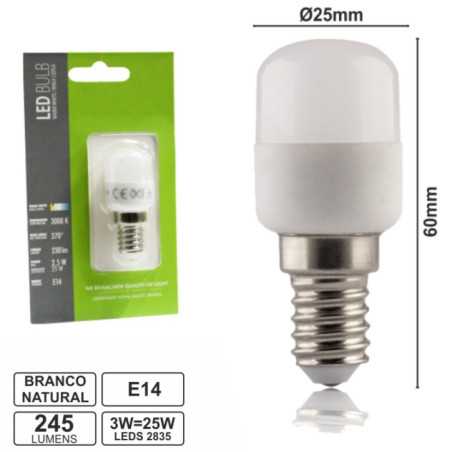 LÂMPADA E14 3W25W 230V LEDS SMD 2835 BRANCO NATURAL 245LM
