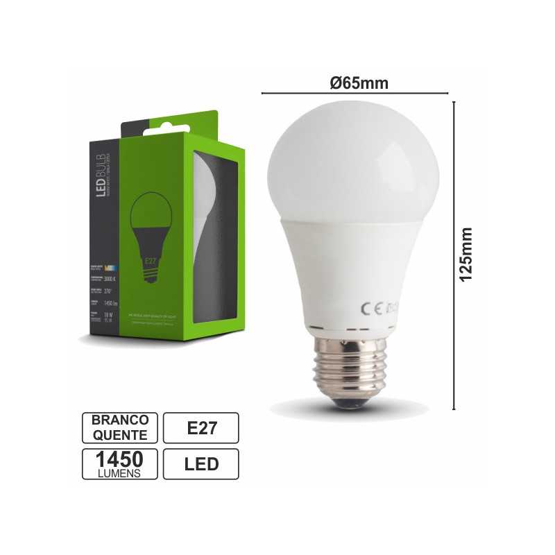 LÂMPADA E27 18W95W 230V LEDS SMD 2835 GLOBO BRANCO QUENTE