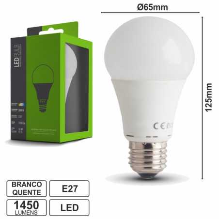 LÂMPADA E27 18W95W 230V LEDS SMD 2835 GLOBO BRANCO QUENTE