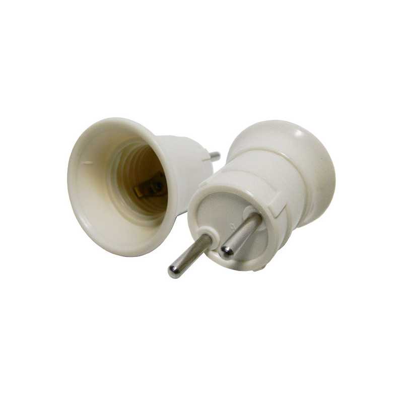 CASQUILHO ADAPTADOR DE E27 P FICHA MACHO 220V