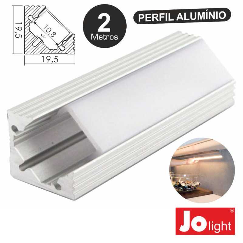 PERFIL DE ALUMÍNIO P FITA LEDS 2M DE CANTO JOLIGHT