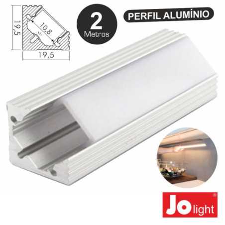 PERFIL DE ALUMÍNIO P FITA LEDS 2M DE CANTO JOLIGHT