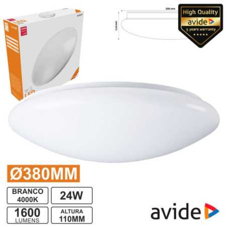 PAINEL LED REDONDO APLIQUE 24W 380MM 4000K 2100LM AVIDE