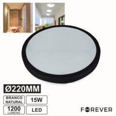 PAINEL LED REDONDO APLIQUE 15W 22CM 1200LM PRETO