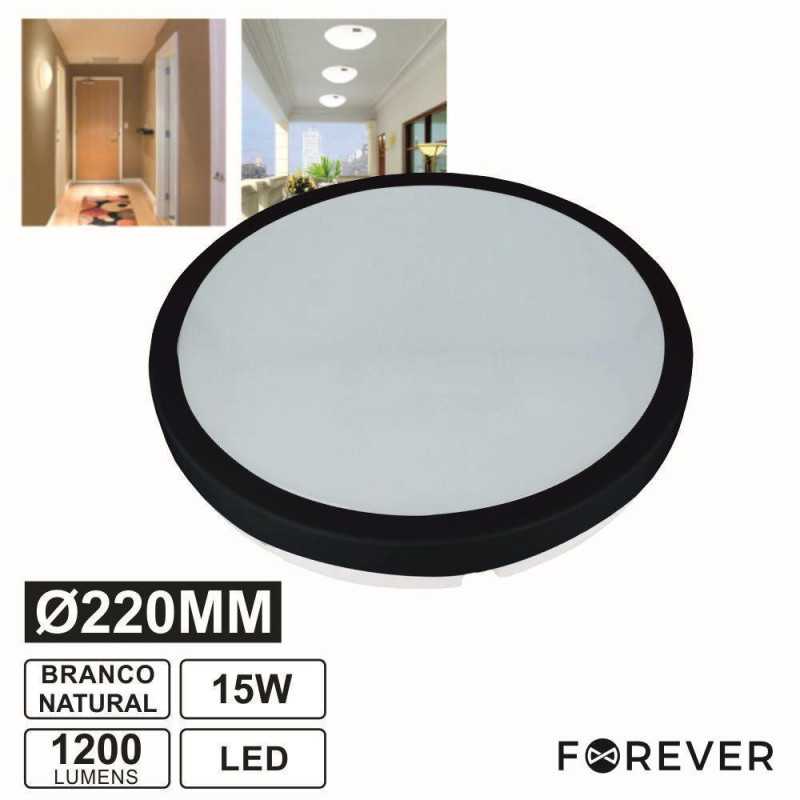 PAINEL LED REDONDO APLIQUE 15W 22CM 1200LM PRETO