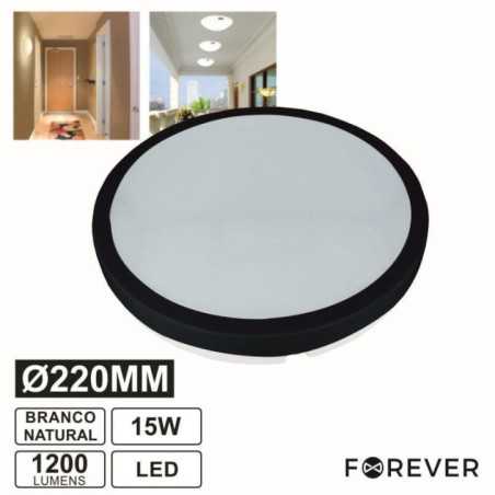 PAINEL LED REDONDO APLIQUE 15W 22CM 1200LM PRETO