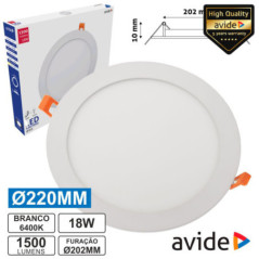 PAINEL LEDS REDONDO 18W 220MM 6400K 1500LM AVIDE