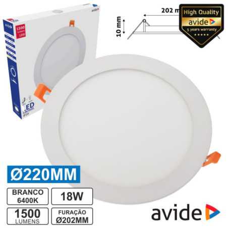 PAINEL LEDS REDONDO 18W 220MM 6400K 1500LM AVIDE