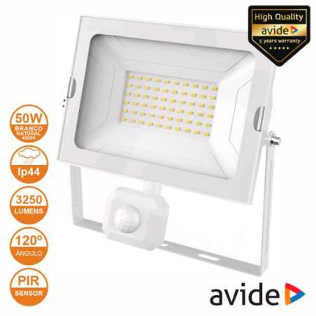 FOCO LED 50W 230V C SENSOR 4000K 3250LM BRANCO IP44 AVIDE