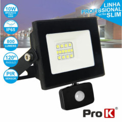 FOCO LED 10W 230V C SENSOR BRANCO FRIO 700LM PRETO PROK