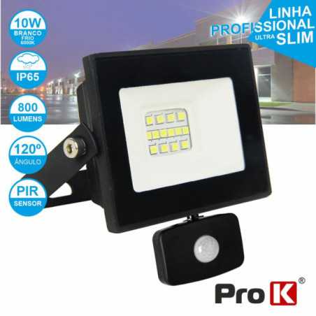 FOCO LED 10W 230V C SENSOR BRANCO FRIO 700LM PRETO PROK