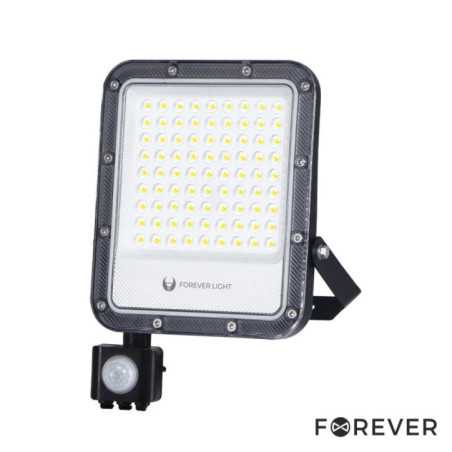 FOCO LED 50W C SENSOR 230V 4000K 7500LM IP65 PRETO FOREVER