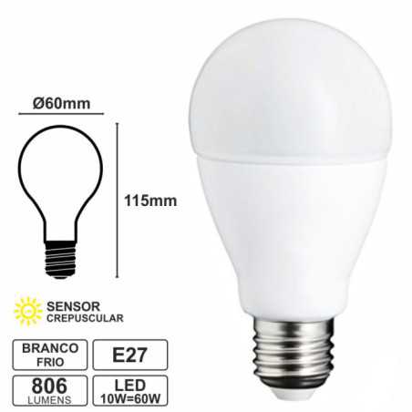 LÂMPADA E27 10W60W 230V LED CREPUSCULAR 4000K 806LM