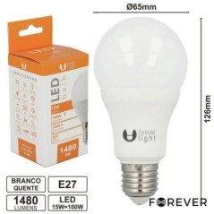 LÂMPADA LED E27 GLOBO A65 15W 230V 3000K 1480LM